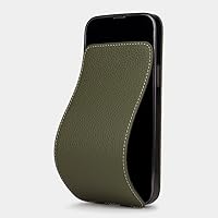Marcel Robert - Flip case for iPhone 13 Pro Max - Patented Model - Ultra Thin - Made in France with Natural Leather - Green