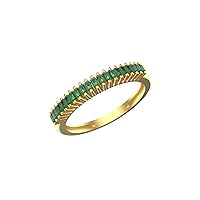Emerald Baguette Band Ring In 14k Solid Gold Natural Emerald cut Emerald Ring Birthstone Ring Gold Baguette Ring Stone Size 2*4MM Emerald Weight 0.80 CTW