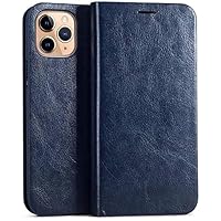 Imitation Leather Flip Folio Phone Cover, Wallet [Card Holder] Case for Apple iPhone 12 and iPhone 12 Pro (2020) 6.1 Inch [Kickstand] (Color : Blue)