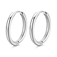 G23 Titanium Huggie Hoop Earrings 8mm/10mm/12mm/14mm Hypoallergenic Nickel Free Earrings Hoop for Sensitive Skin Cartilage Helix Lobes Hinged Sleeper Earrings For Men Women Girls