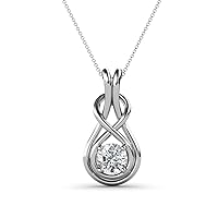 Round Lab Grown Diamond 1/2 ct Womens Solitaire Infinity Love Knot Pendant Necklace 16 Inches 925 Sterling Silver Chain