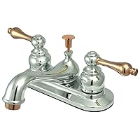 Kingston Brass KB604AL Restoration 4-Inch Centerset Lavatory Faucet with Metal lever handle, Polished Chrome and Polished Brass