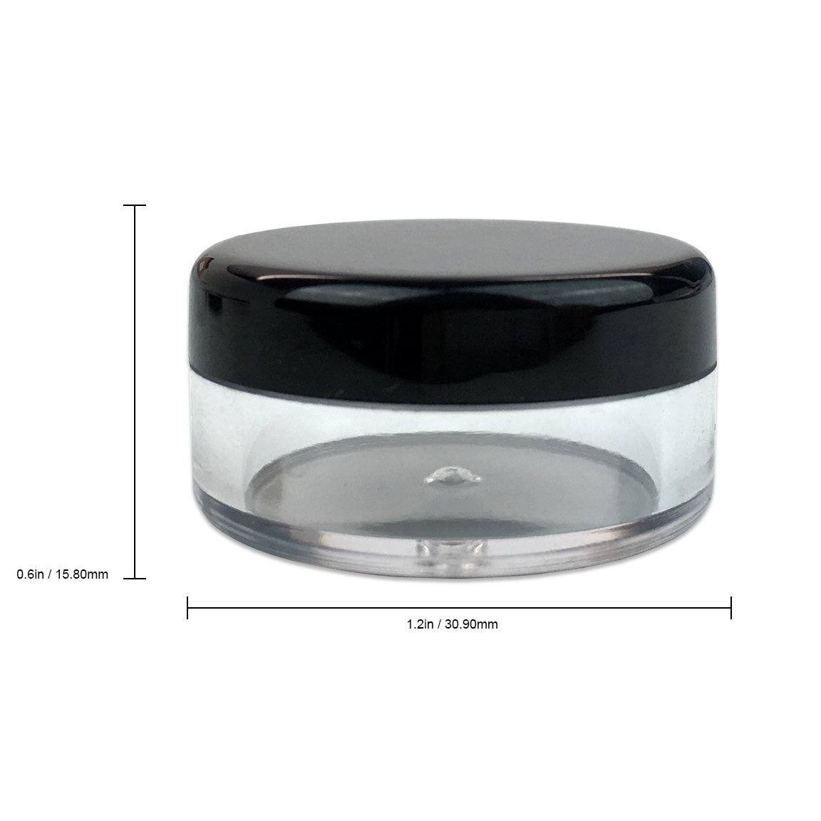 50 New empty 5 Gram (0.17 oz) Acrylic Round Jars - BPA Free Plastic Containers for Cosmetic, Lotion, Cream, Makeup, Bead, Eye shadow, Rhinestone, Samples, Pot, 5g/5ml (Black Lid 50 Jars)