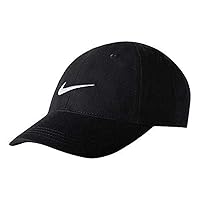 Youth's Embroidered Swoosh Logo Cotton Baseball Cap (Black with Embroidered White Signature Swoosh Logo, 4/7-Toddler)