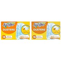 Swiffer Feather Dusters Multi-Surface Duster Refills, Bamboo, White, 18 Count (Pack of 2)