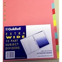 Concord 10 Part Extra Wide A4 Multi-Colour Card File Ringbinder Dividers (1 Set)