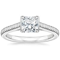 Mois Excellent Square Radiant Brilliant Cut 2.14 Carat, Moissanite Diamond Promise Ring, 4-Prong Set, Eternity Sterling Silver Ring, Valentine's Day Jewelry Gift, Customized Ring for Her