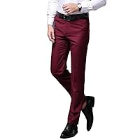 Men's Wrinkle-Free Stretch Pants Comfort Suit Pant Dress Trousers