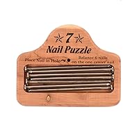 Treasure Gurus 7 Nail Balance Puzzle Wood Block Game Pocket Brain Teaser IQ llusion Magic Trick Toy