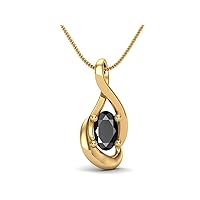 MOONEYE Dainty Oval Cut Minimalist Solitaire Black Spinel Pendant Necklace 925 Sterling Silver Oval Shape 5x3mm