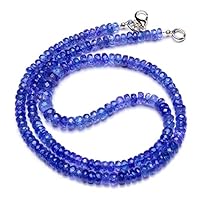 Natural AAA Gemstone Tanzanite Necklace 4.5 to 6.5MM Size Faceted Rondelle Beads |18