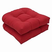 Pillow Perfect Monti Chino Solid Indoor/Outdoor Wicker Patio Seat Cushion Reversible, Weather and Fade Resistant, Round Corner - 19