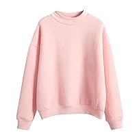 Womens Mock Neck Sweatshirt Casual Basic Preppy Sweatshirt Fleece Sweatshirts Long Sleeve Pullover Fall Tops