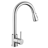 Kitchen Sink Faucet, Kitchen Faucet Stainless Steel with Pull Down Sprayer Brushed Nickel Commercial Modern High arc Single Handle Single Hole Pull Out Kitchen Faucets for Bar Laundry rv Utility Sink