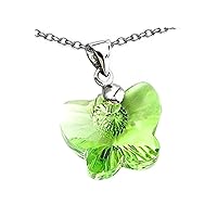 Finejewelers Sterling Silver Green Color Swarovski Elements Crystal Butterfly Pendant Necklace