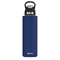 Tervis Powder Coated Stainless Steel Triple Walled Insulated Tumbler Travel Cup Keeps Drinks Cold, 40oz with Deluxe Spout Lid, Deepwater Blue