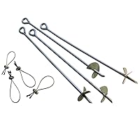 ShelterLogic ShelterAuger 4-Piece 30-Inch Reusable Heavy Duty Steel Earth Auger Anchor Kit with 4 Clamp-on Wire Tie-Downs for Anchoring Shelters, Canopies, and Instant Garages, Silver