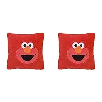 Sesame Street Elmo Red Super Soft Sherpa Toddler Pillow with Applique, Red/Orange/White/Black (Pack of 2)