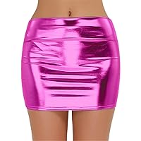 Sexy Women Night Clubwear Shiny Snug-Fitting Patent Leather Mini Skirt Cocktail Performance Skirts
