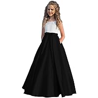 Girl's Satin Flower Girl Dress First Communion Dress Kids Wedding Ball Gowns Black