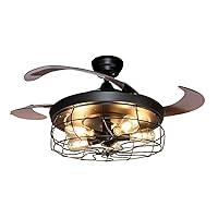 Depuley LED Ceiling Fan with Light and Remote Control, Industrial Ceiling Light with Timer, Adjustable 3 Speed, Super Quiet Fan with Ceiling Light for Living Room (Bulb Not Included)