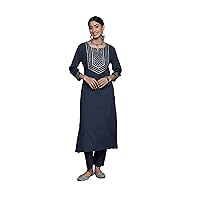 indian kurtis for women Ethnic Designer cotton A-Line Anarkali 3/4 Sleeve Kurta tunic