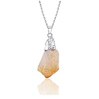 Adabele 1pc Authentic Sterling Silver Raw Amethyst Citrine Gemstone Necklace 18 inch Healing Crystal Chakra Stone Hypoallergenic Nickel Free Fine Women Jewelry