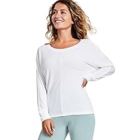 Designer Womens Super-Soft Long-Sleeve Top Color-White Size-X-Small