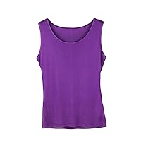 Women Knitted Silk Solid Vest Tops Summer O Neck Sleeveless Basic T Shirt