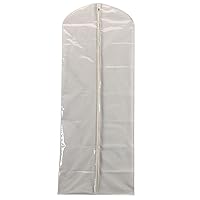 Household Essentials 311395 Hanging Garment Bag Dress Natural Cotton Canvas with Clear Vinyl Cover, Gown Protector,Off-White