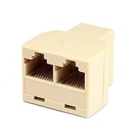 Monoprice RJ45 Modular T-Adapter - RJ45 Splitter, 8P8C, 1x Female to 2x Female, Straight, Beige