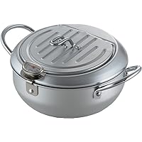 Yoshikawa SJ1024 Tempura Pot 7.9 inches (20 cm), Gas Fire, Induction Compatible, Made in Japan, With Thermometer and Lid