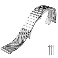 18MM 20MM 22MM 24MM Solid Braided Bamboo Stainless Steel Watch Band Milanese Mesh Bracelet Strap Chic Durable Replacement Watch Band Mens