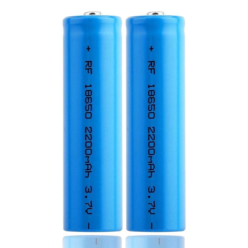 Qsincth Rechargeable Battery 3.7v Lithium-ion Battery Button Top Batteries 2200mAh for Strong Light flashlights，Electronic Devices (2 PCS)