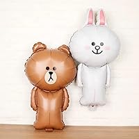 LINE FRIENDS BROWN & CONY Giant Standing Balloons + 20 Latex (Brown White Yellow)