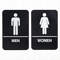 Set of 2 ADA Restroom Signs with Braille, Men/Women Restroom Signs - Black and White, 9 x 6-inches ADA Compliant Bathroom Signs Door/Wall by Tezzorio
