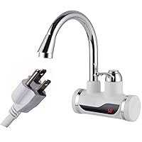 Rotatable Bathroom Kitchen Heating Tap Water Faucet 110V Tankless Electric Hot Water Heater Faucet with LED Digital Display (Small Lateral Inflow)