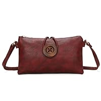 Womens Wallet Bag Big Button Double Compartment PU Leather Handbag Shoulder Crossbody Bag