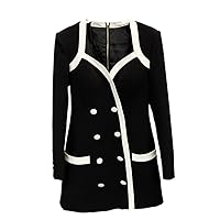 Fall Winter Designer Dress Women's Extra Shoulder Long Sleeve Double Breasted Color