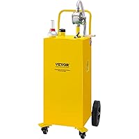 VEVOR 30 Gallon Fuel Caddy, Gas Storage Tank & 4 Wheels, with Manual Transfer Pump, Gasoline Diesel Fuel Container for Cars, Lawn Mowers, ATVs, Boats, More, Yellow