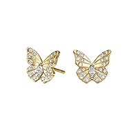 0.21 Carat (cttw) Round Diamond Butterfly Stud Earrings in 10kt Yellow Gold