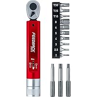 Feedback Sports Range Click Torque Wrench Set | Adjustable Torque Bit Driver [2-14Nm]| 13 S2 Steel Hex & Torx Bits| TPU Protective Carrying Case | Bicycle Tool Kit | Mini Torque Wrench |