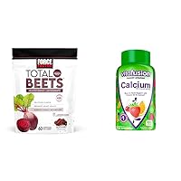 Force Factor Total Beets Chews for Heart Health with vitafusion Calcium Gummies for Bone & Teeth Support, 60 & 100 Count