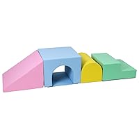 Foam Climbing Blocks for Toddlers and Preschoolers - Soft Climbing Indoor Set - Active Play Set for Climbing, Crawling, and Sliding, 4PCS