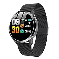 2021 Smart Watch Women Waterproof Heart Rate Monitor Ladies Watch Sport Fitness Tracker Men Smartwatch for Android iOS,Benrenshangmao (Color : Mesh Black)