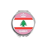 Lebanon National Flag Asia Country Mini Double-sided Portable Makeup Mirror Queen