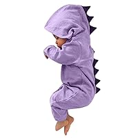 Baby Boys Girls Cartoon Dinosaur Long Sleeve Hooded Romper Jumpsuit Outfit Clothes