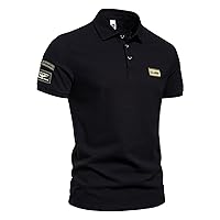Mens Golf Shirt Short Sleeve Casual Athletic Tops Slim Fit Turn Down Collar Tee Shirts Stylish Workout T-Shirt Top