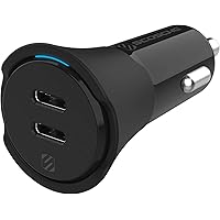 Scosche CPDCC40 PowerVolt 40-Watt Certified USB Type-C Fast Car Charger Power Delivery 3.0 for Standard USB-C Devices, Dual USB-C Charger