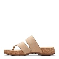 Clarks Women's Reileigh Park Flip-Flop, Beige Nubuck, 8